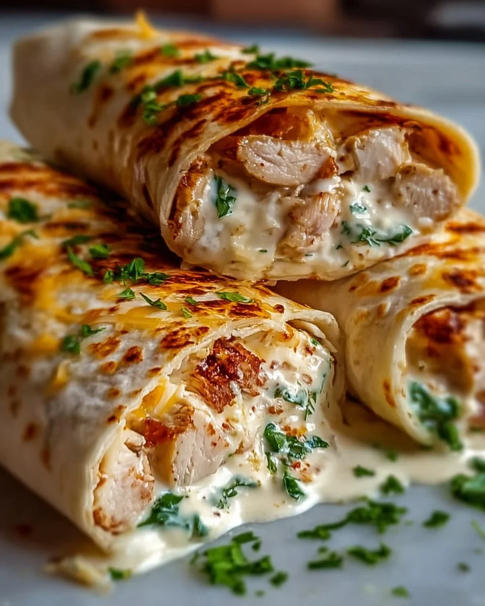 Schnelle Käse-Knoblauch-Hähnchen-Wraps