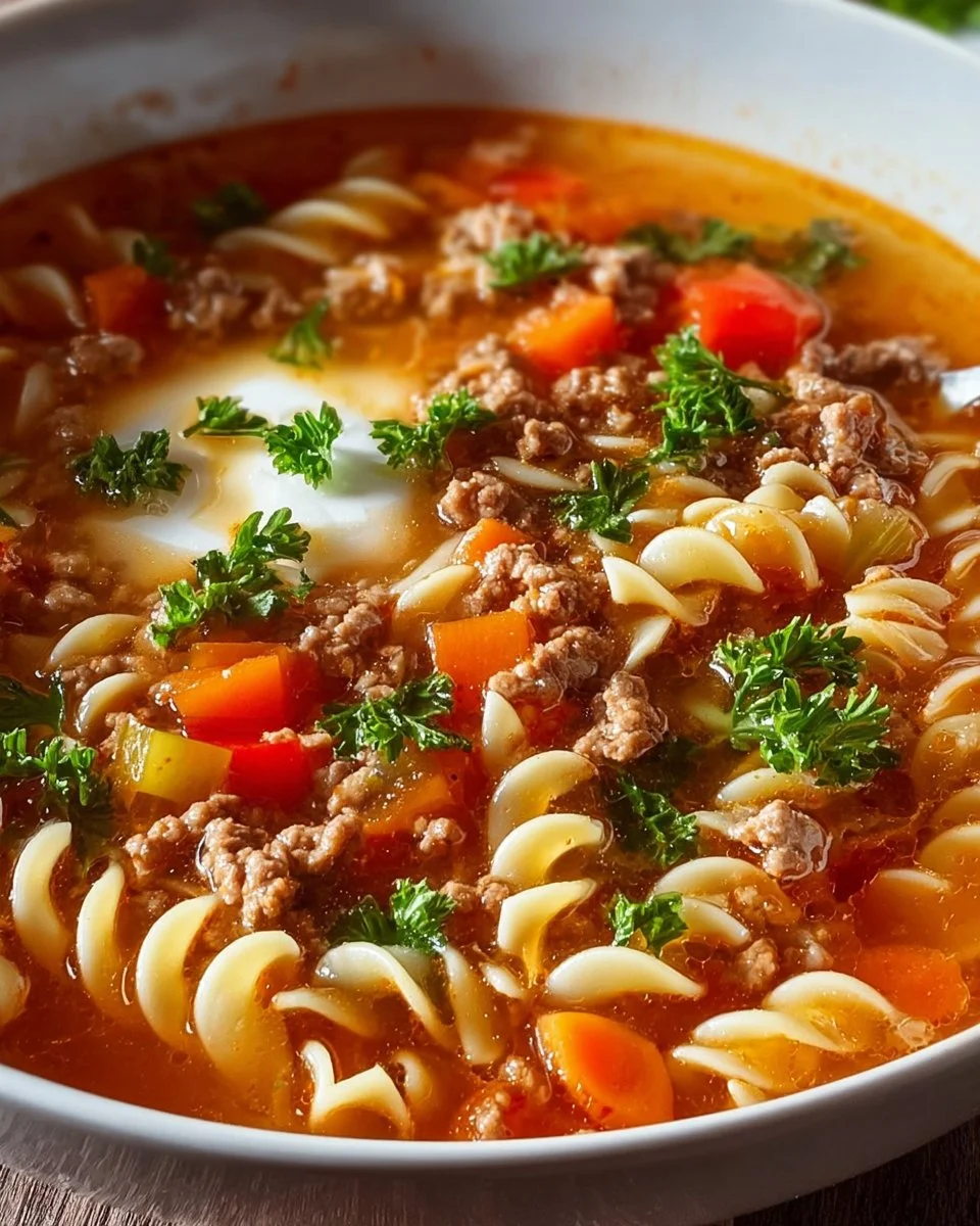 Wärmende Nudel-Hack-Suppe