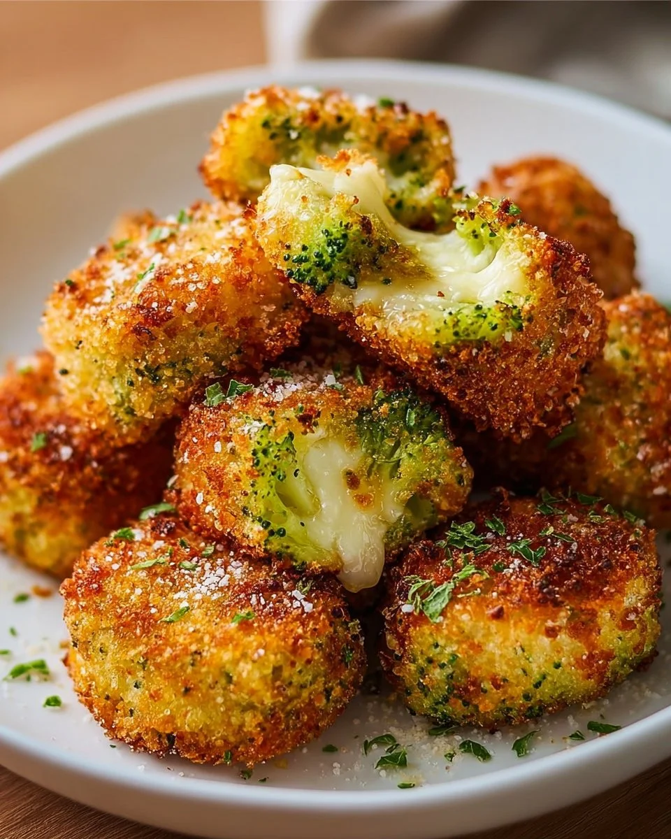 Leckere Brokkoli Käse Nuggets auf einem Teller serviert
