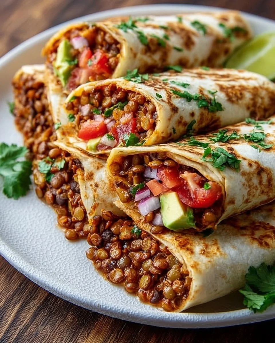 Burritos with lentils and walnuts