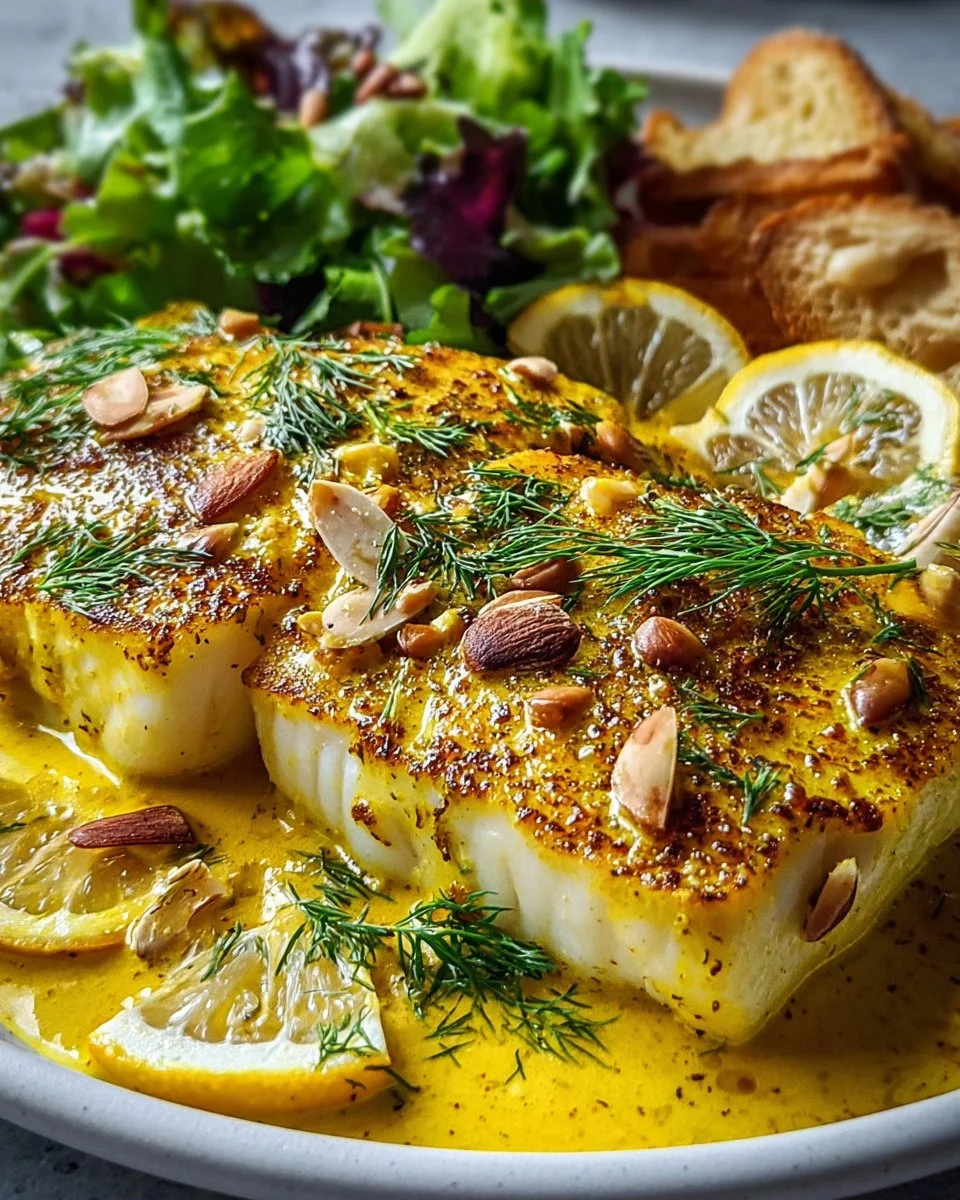 Fischfilet in Kurkuma-Senf-Sauce