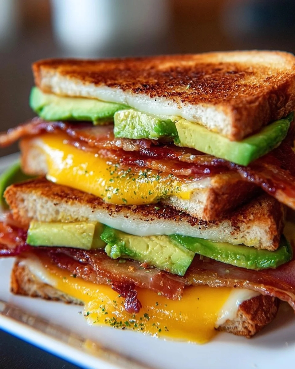 Grilled Avocado Sandwich with Bacon and Cheese