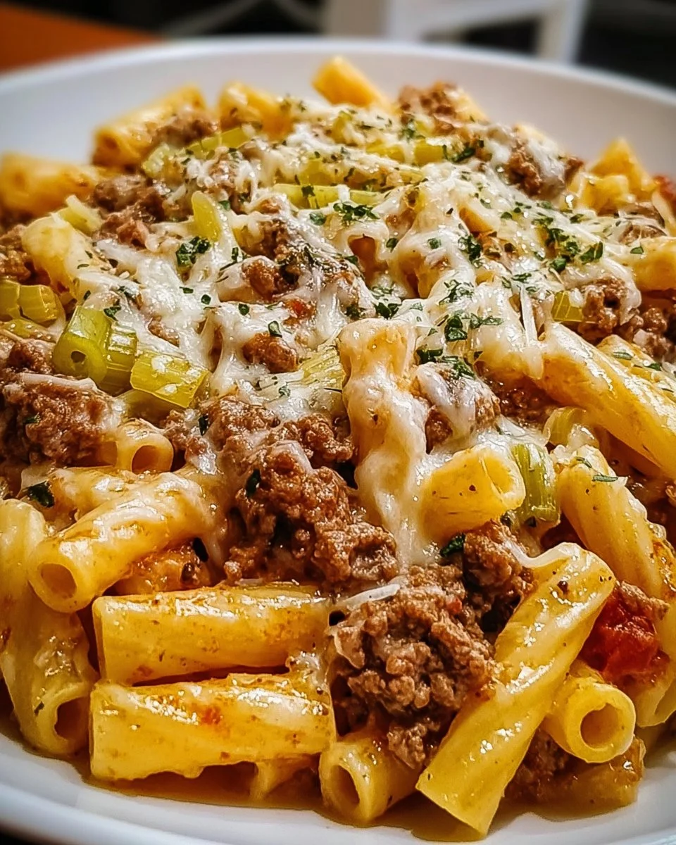 Käse-Lauch Pasta mit Hackfleisch