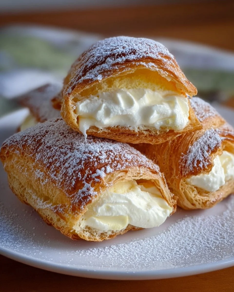 Rollen gefüllt mit Vanillecreme