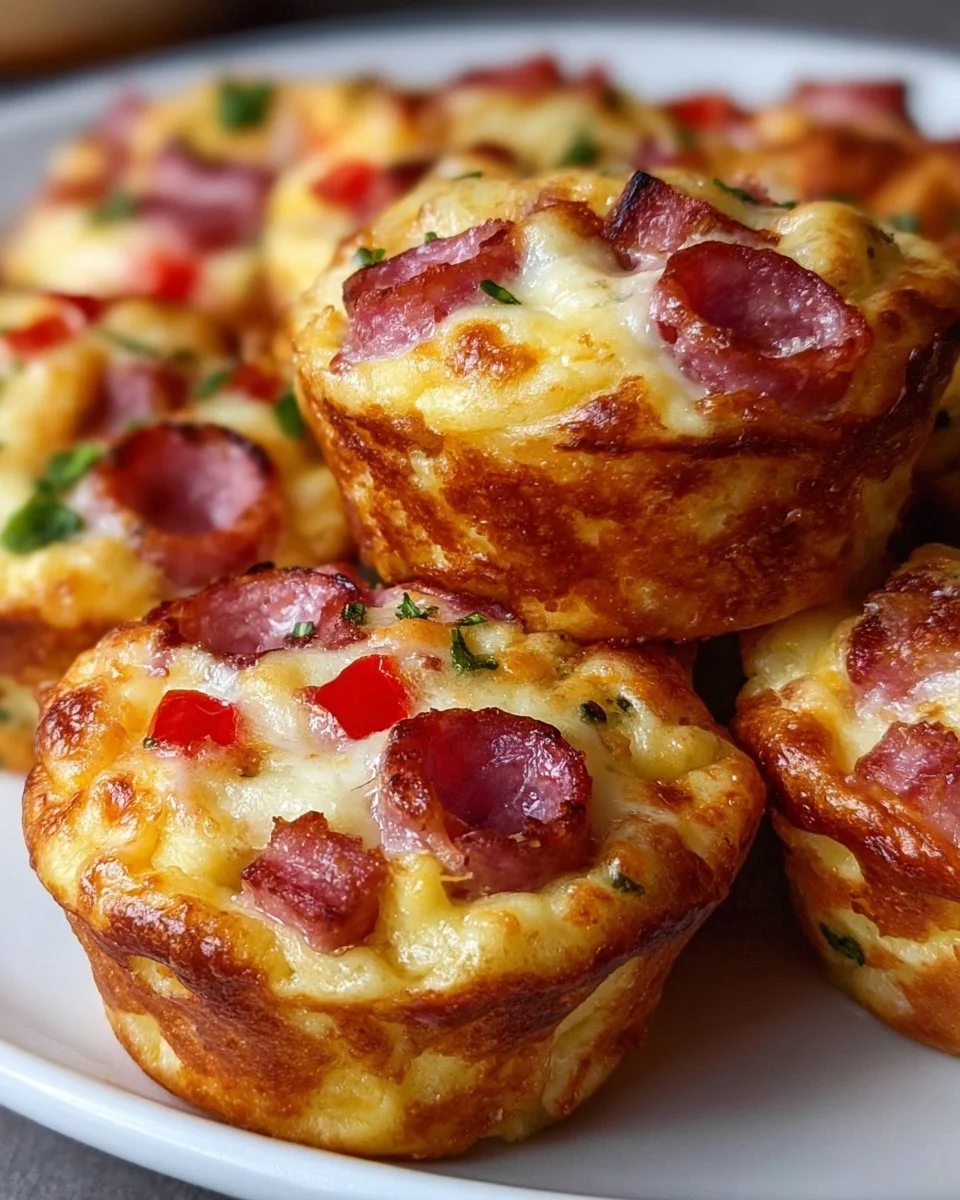 Saftige Pizza-Muffins mit Salami und Käse