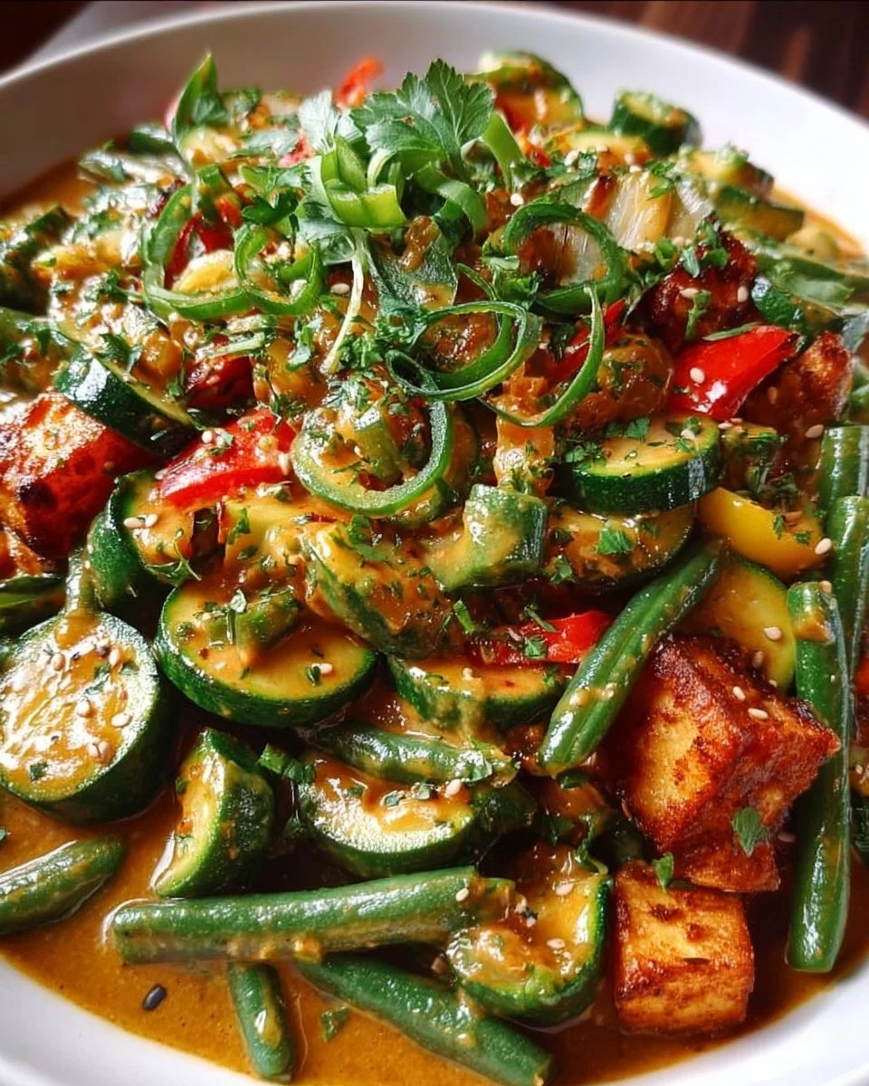 Zucchini Bohnenpfanne mit Erdnussbutter
