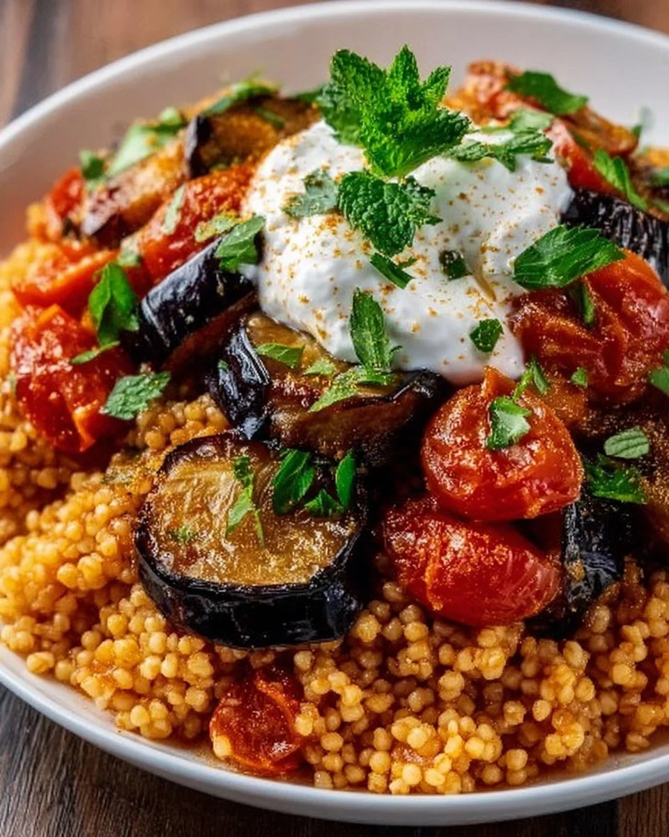 Bulgur with Tomatoes, Eggplant, and Yogurt