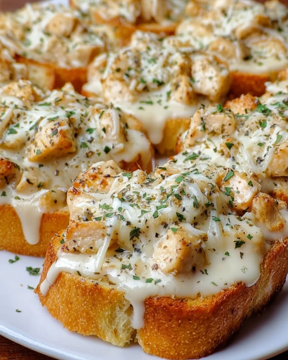 Chicken Alfredo Garlic Bread