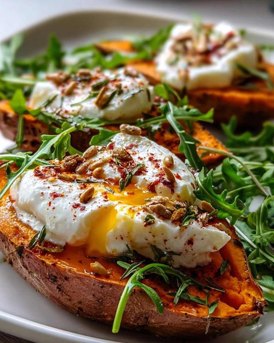 Gefüllte Süßkartoffeln mit Burrata
