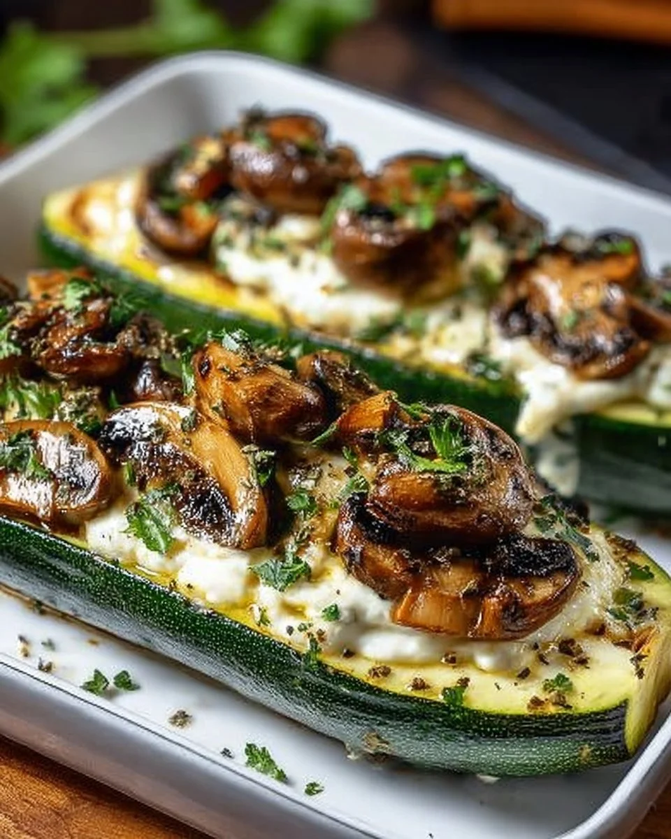 Gefüllte Zucchini mit Champignons