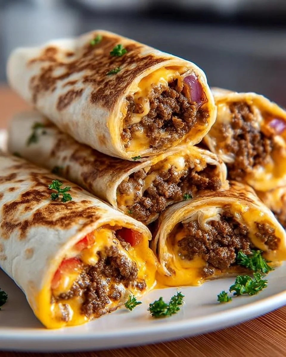 Knusprige Wraps mit Hackfleisch und Käse