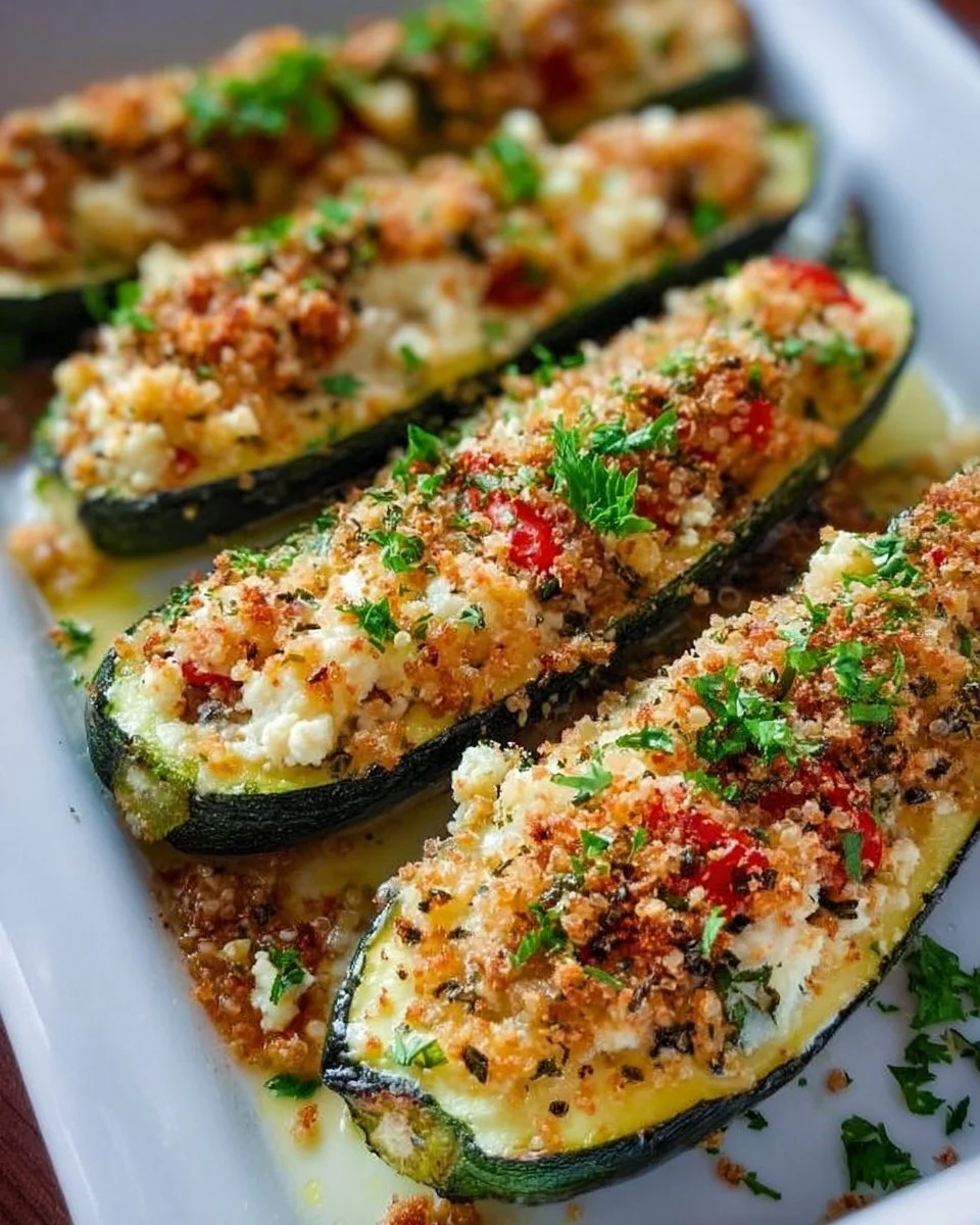Stuffed Zucchini with Couscous &amp; Feta