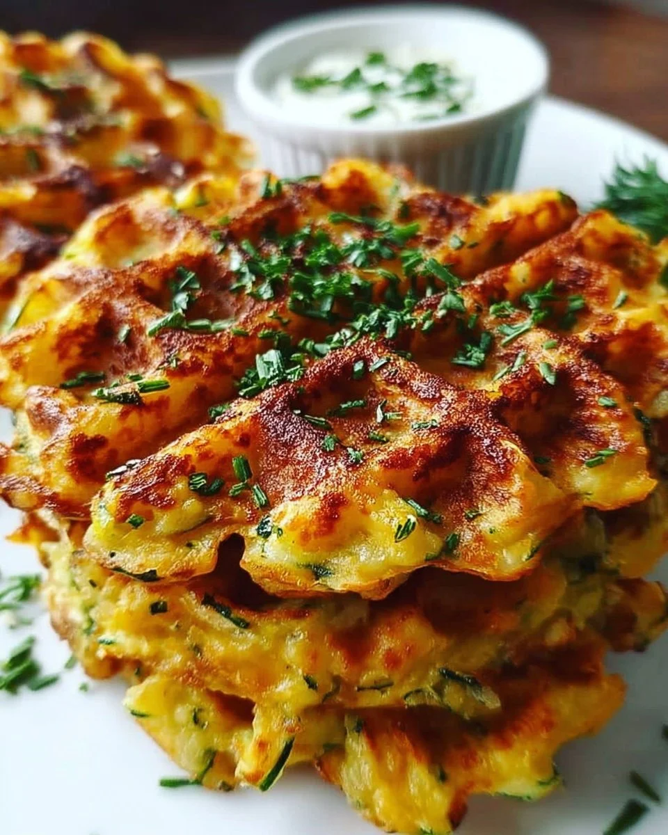 Zucchiniwaffeln mit Cheddar