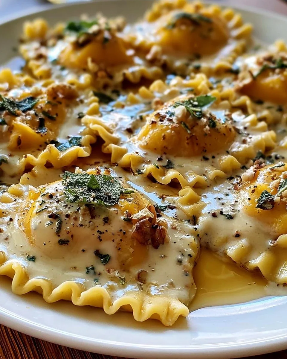 Butternut-Kürbis-Ravioli mit Ahorn-Cremesauce