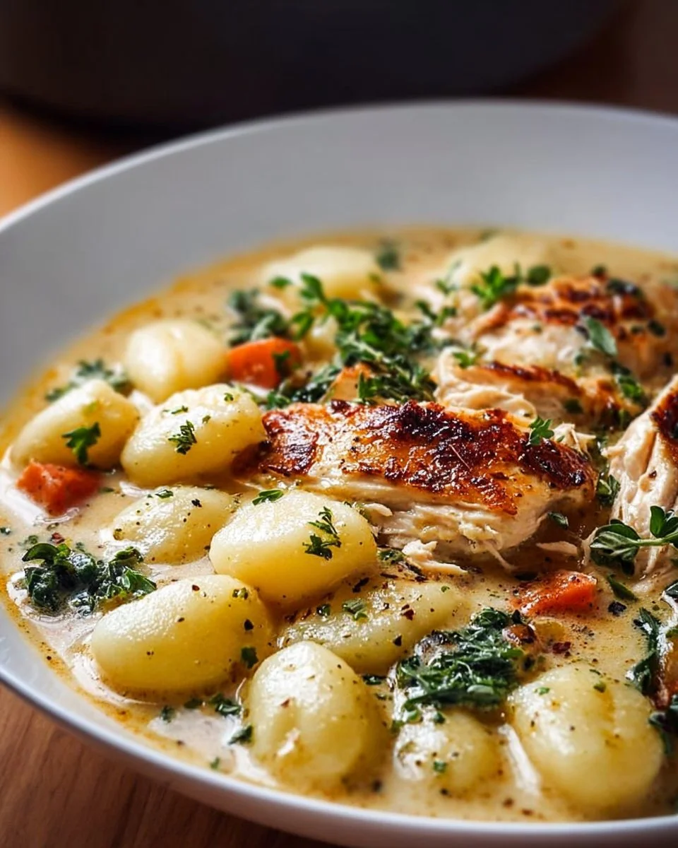 Cremige Hähnchen-Gnocchi-Suppe