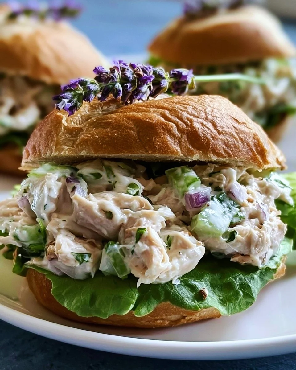 Gesunde Lavendel-Hühnchen-Salat-Sandwiches