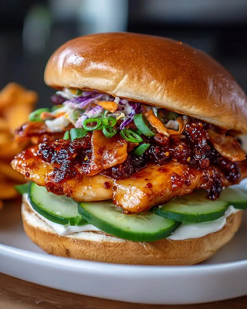 Gochujang Chicken Burger with Kimchi Bacon Jam