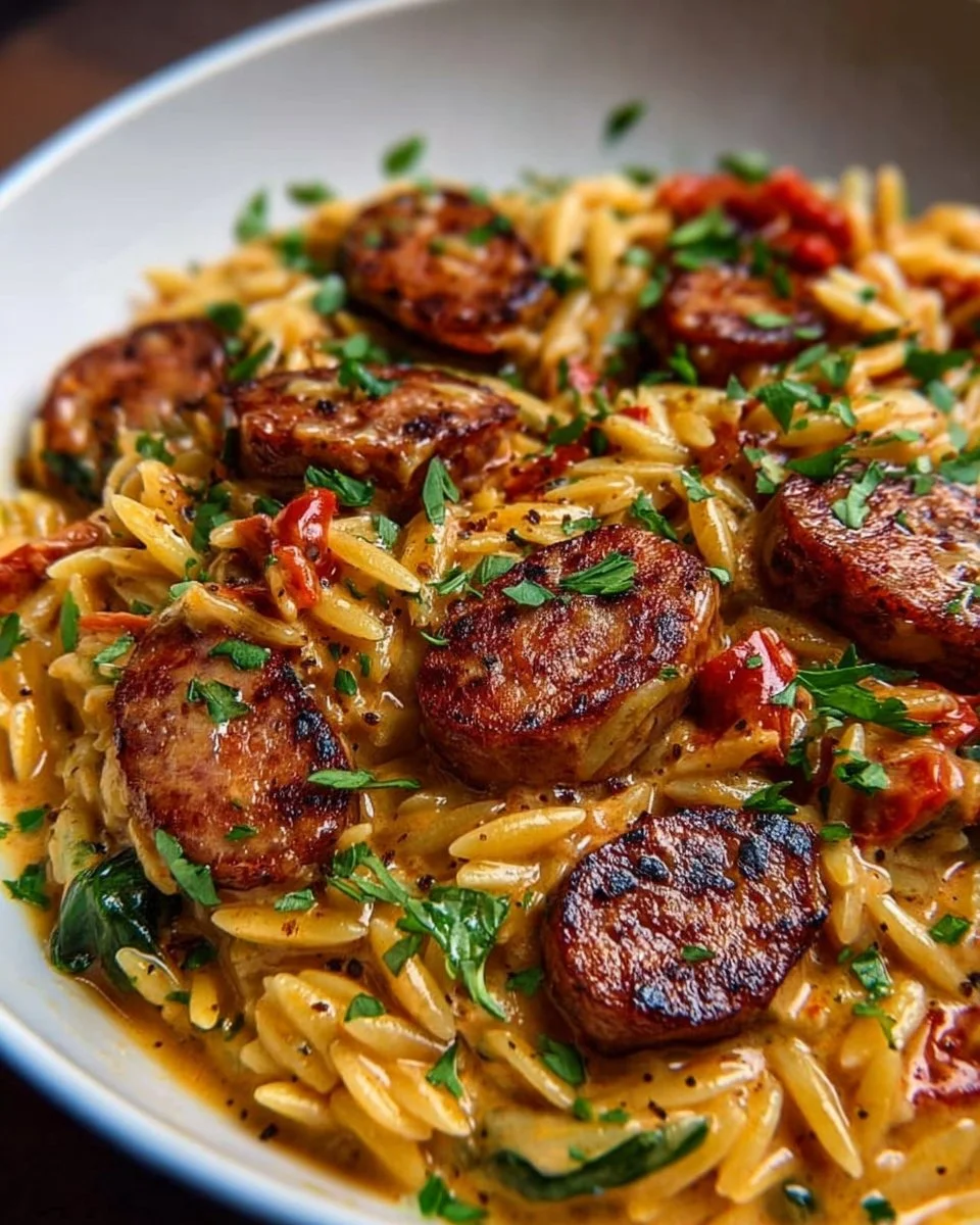 One-Pot Dish with Cajun Sausage and Orzo