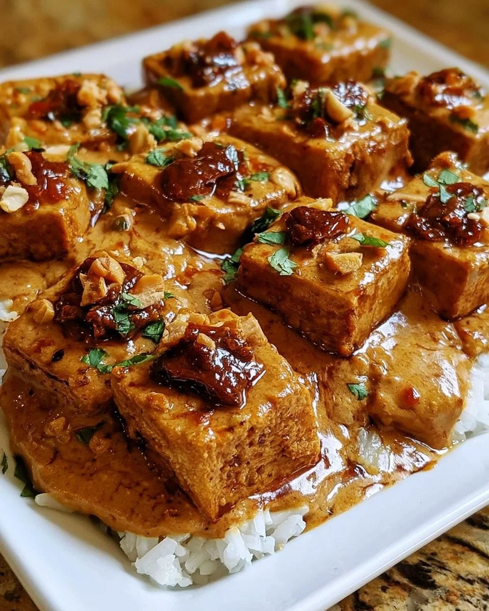 Scharfer Tofu mit cremiger Kokossauce